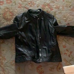 Black leather motorcycle jacket